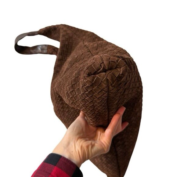 Brown Suede Leather Hobo Shoulder Bag Boho - Picture 4 of 9